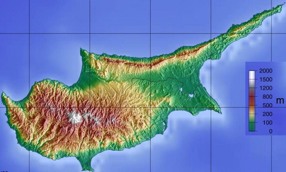 Karte von Zypern-Berge