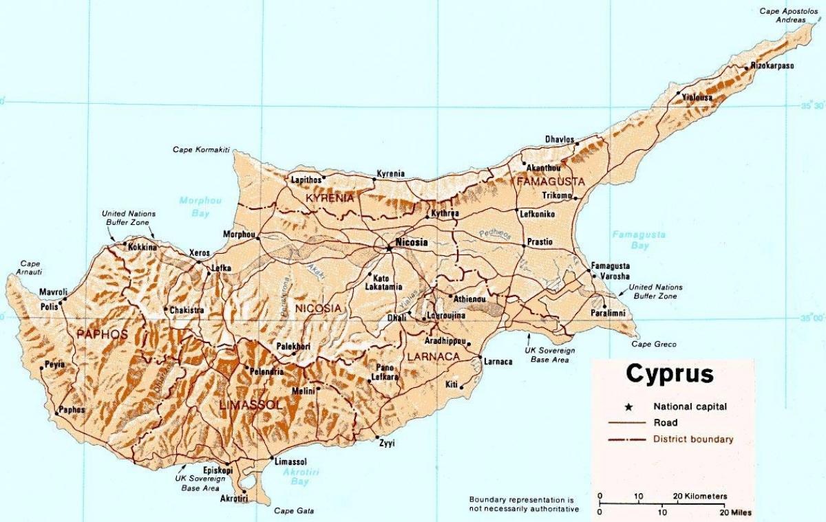 detaillierte Karte von Zypern Insel